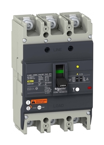 Силовой автомат Schneider Electric Easypact EZC 250, TM-D c диф защитой, 36кА, 3P, 80А